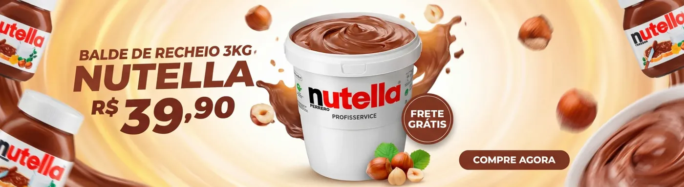 Balde de recheio Nutella 3 kg com frete grátis